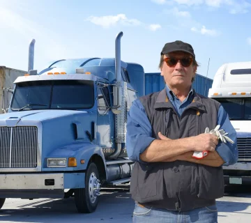 راننده جلوی کامیون